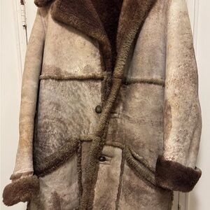 Brown Shearling Coat with Vintage Rustic Appeal